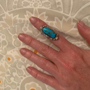 lovely silver and turquoise stone / gemstone ring